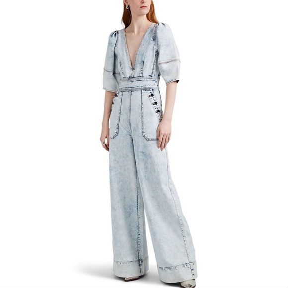 NWT Ulla Johnson Jasper Acid Wash Denim Jumpsuit - Picture 1 of 4
